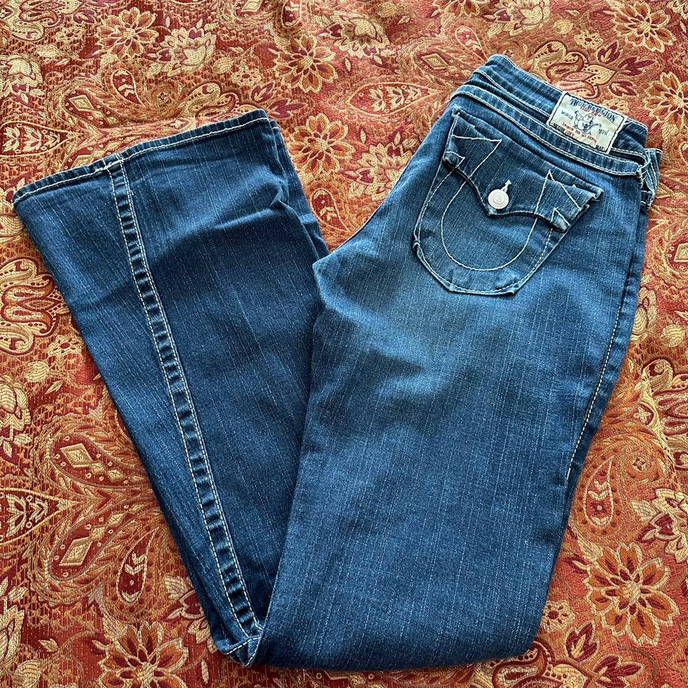 TRUE RELIGION JOEY LOW RISE FLARE JEANS SIZE 32 EXCELLENT CONDITION 🔥🔥🔥🔥🔥